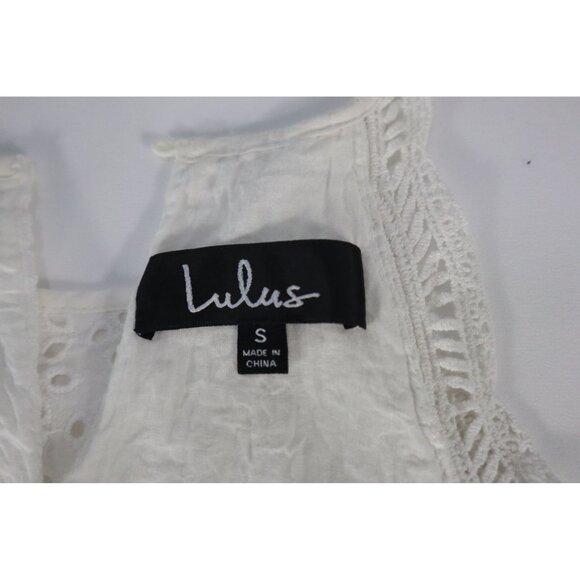 Lulus White Eyelet Lace Peplum Top Sleeveless Halter Style Size S 100%‎ Cotton - Picture 7 of 10